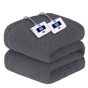 SEALY Electric Heating Blanket King Size, Dual Control Soft Sherpa